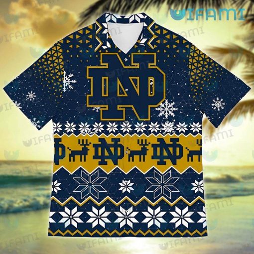 Notre Dame Hawaiian Shirt Christmas Pattern Notre Dame Gift