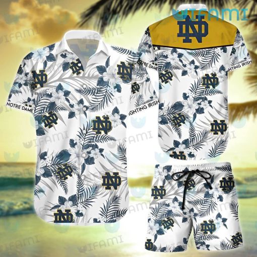 Notre Dame Hawaiian Shirt Flower Tropical Leaf Notre Dame Gift