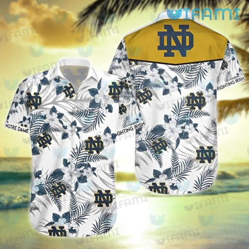 Notre Dame Hawaiian Shirt Flower Tropical Leaf Notre Dame Gift