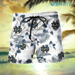 Notre Dame Hawaiian Shirt Flower Tropical Leaf Notre Dame Short