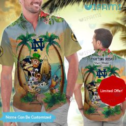 Notre Dame Hawaiian Shirt Mascot Flamingo Parrot Custom Notre Dame Gift