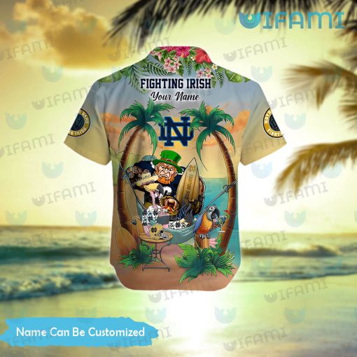 Notre Dame Hawaiian Shirt Mascot Flamingo Parrot Custom Notre Dame Gift