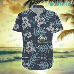 Notre Dame Hawaiian Shirt Mascot Hibiscus Shamrock Notre Dame Gift