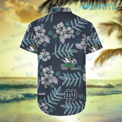 Notre Dame Hawaiian Shirt Mascot Hibiscus Shamrock Notre Dame Gift