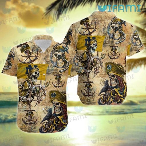 Notre Dame Hawaiian Shirt Pirate Skeleton Unique Notre Dame Gifts