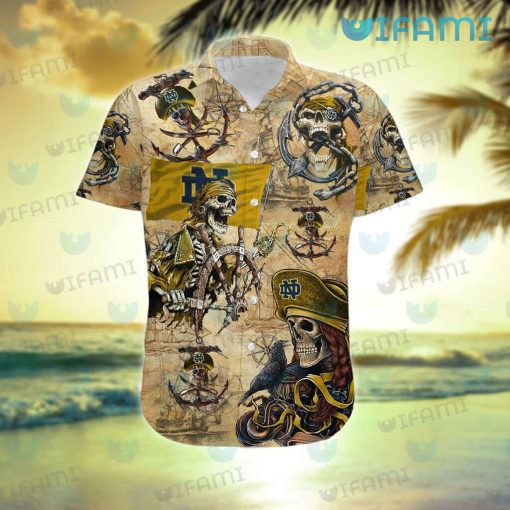 Notre Dame Hawaiian Shirt Pirate Skeleton Unique Notre Dame Gifts