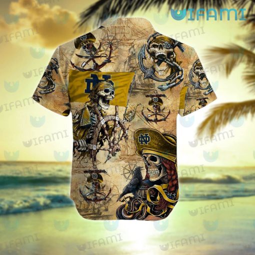 Notre Dame Hawaiian Shirt Pirate Skeleton Unique Notre Dame Gifts