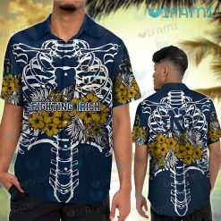 Notre Dame Hawaiian Shirt Ribcage Tropical Flower Notre Dame Present Men