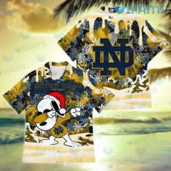 Notre Dame Hawaiian Shirt Snoopy Dabbing Snowflake Notre Dame Gift