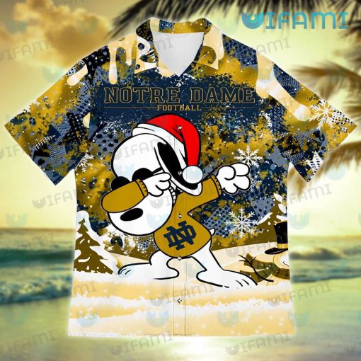 Notre Dame Hawaiian Shirt Snoopy Dabbing Snowflake Notre Dame Gift