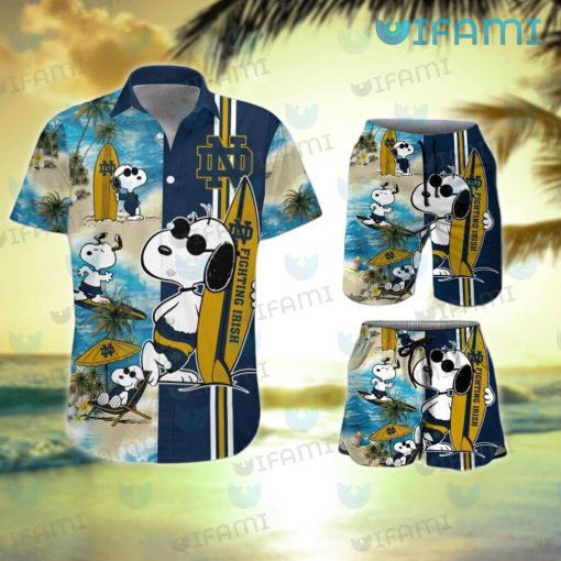 Notre Dame Hawaiian Shirt Snoopy Surfing Beach Notre Dame Gift