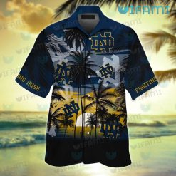 Notre Dame Hawaiian Shirt Sunset Coconut Tree Notre Dame Gift
