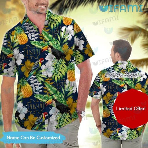 Notre Dame Hawaiian Shirt Toucan Rosella Pineapple Custom Notre Dame Gift