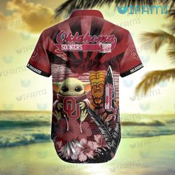 OU Hawaiian Shirt Baby Yoda Tiki Mask Oklahoma Sooners Present Back