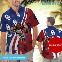 OU Hawaiian Shirt Big Mascot Logo Pattern Oklahoma Sooners Gift