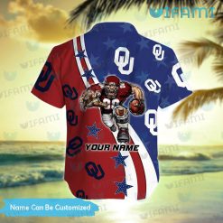 OU Hawaiian Shirt Big Mascot Logo Pattern Oklahoma Sooners Present Back