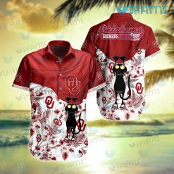 OU Hawaiian Shirt Sunset Dark Coconut Tree Oklahoma Sooners Gift