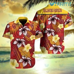 OU Hawaiian Shirt Flower Tropical Leaves Oklahoma Sooners Gift