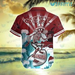 OU Hawaiian Shirt Grateful Dead Skeleton Surfing Oklahoma Sooners Present Back