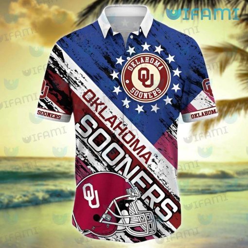 OU Hawaiian Shirt Grunge Football Helmet Oklahoma Sooners Gift