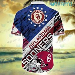 OU Hawaiian Shirt Grunge Football Helmet Oklahoma Sooners Present Back