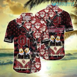 OU Hawaiian Shirt Mickey Minnie Stitches Coconut Tree Oklahoma Sooners Gift
