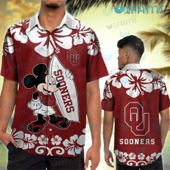 OU Hawaiian Shirt Mickey Mouse Hibiscus Flower Oklahoma Sooners Gift
