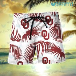 OU Hawaiian Shirt Palm Leaf Pattern Oklahoma Sooners Short