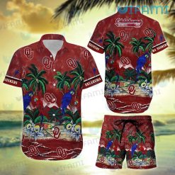 OU Hawaiian Shirt Parrot Couple Tropical Beach Oklahoma Sooners Gift