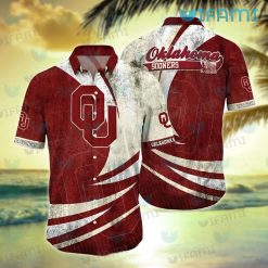 OU Hawaiian Shirt Red White Logo Oklahoma Sooners Gift