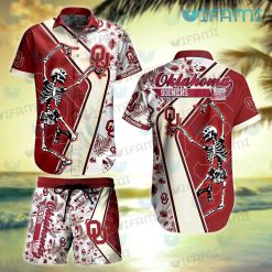 OU Hawaiian Shirt Skeleton Dancing Flower Pattern Oklahoma Sooners Gift