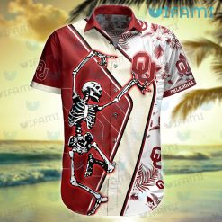 OU Hawaiian Shirt Skeleton Dancing Flower Pattern Oklahoma Sooners Present