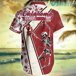 OU Hawaiian Shirt Skeleton Dancing Flower Pattern Oklahoma Sooners Present Back