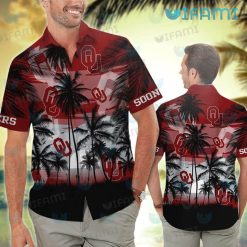 OU Hawaiian Shirt Sunset Coconut Tree Oklahoma Sooners Gift