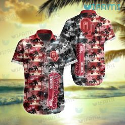 OU Hawaiian Shirt Sunset Dark Coconut Tree Oklahoma Sooners Gift