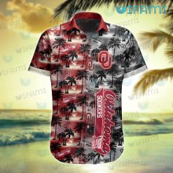 OU Hawaiian Shirt Sunset Dark Coconut Tree Oklahoma Sooners Present