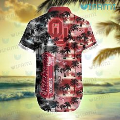 OU Hawaiian Shirt Sunset Dark Coconut Tree Oklahoma Sooners Present Back