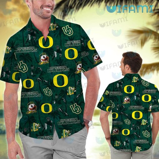 Oregon Ducks Hawaiian Shirt Coconut Tree Logo Oregon Ducks Gift