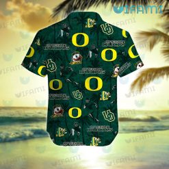 Oregon Ducks Hawaiian Shirt Coconut Tree Logo Oregon Ducks Present Back
