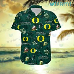 Oregon Ducks Hawaiian Shirt Coconut Tree Logo Oregon Ducks Present Front