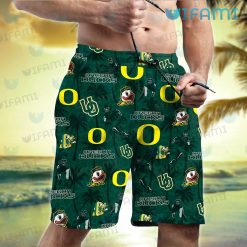 Oregon Ducks Hawaiian Shirt Coconut Tree Logo Oregon Ducks Short