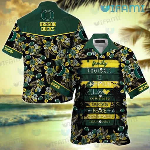 Oregon Ducks Hawaiian Shirt Football Love Peace Oregon Ducks Gift