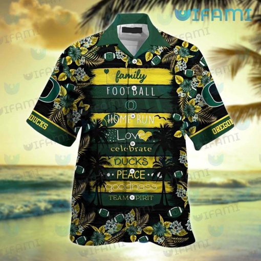 Oregon Ducks Hawaiian Shirt Football Love Peace Oregon Ducks Gift