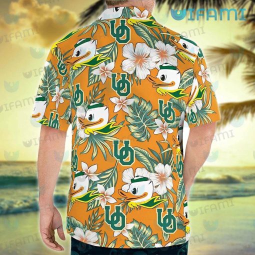 Oregon Ducks Hawaiian Shirt Hibiscus Tropical Leaves Oregon Ducks Gift