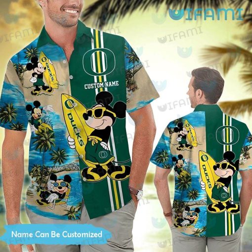 Oregon Ducks Hawaiian Shirt Mickey Surfing Beach Custom Oregon Ducks Gift