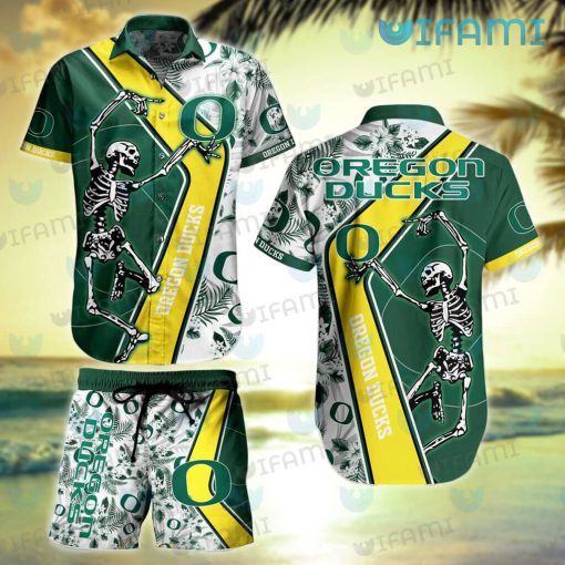 Oregon Ducks Hawaiian Shirt Skeleton Dancing Oregon Ducks Gift