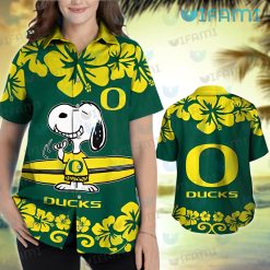 Oregon Ducks Hawaiian Shirt Snoopy Smile Surfboard Oregon Ducks Present Women