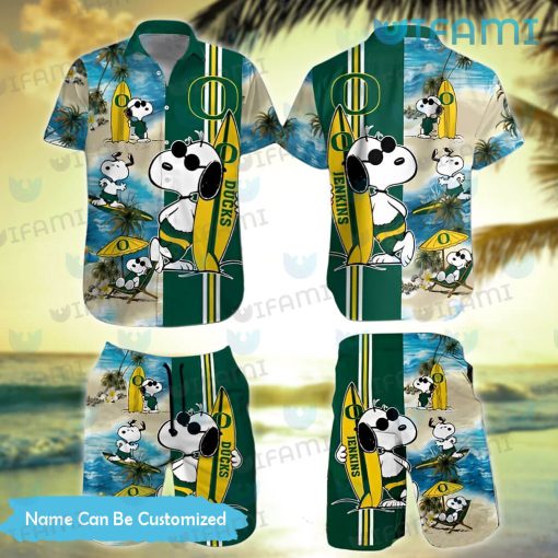 Oregon Ducks Hawaiian Shirt Snoopy Surfing Beach Custom Oregon Ducks Gift