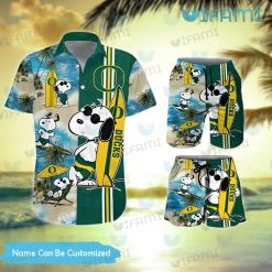 Oregon Ducks Hawaiian Shirt Snoopy Surfing Beach Custom Oregon Ducks Present Front