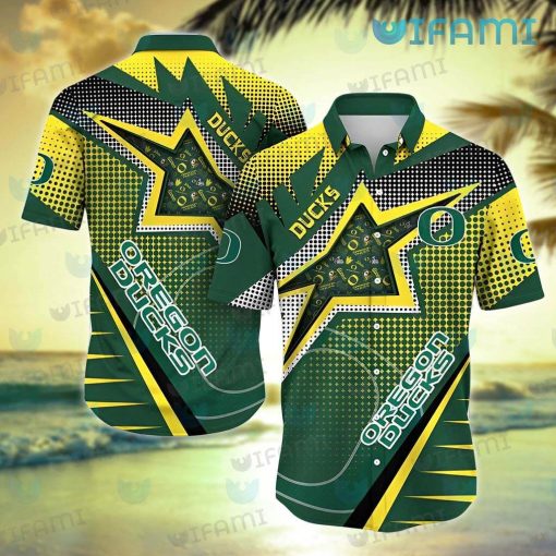 Oregon Ducks Hawaiian Shirt Star Dot Pattern Oregon Ducks Gift